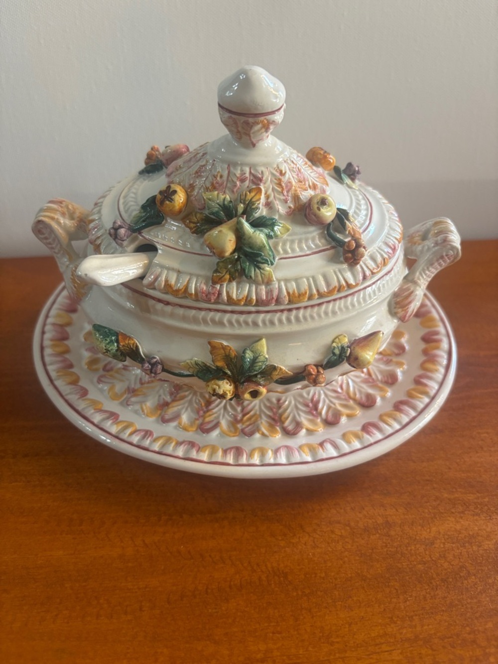 Mid Century Majolica Fruit Tureen